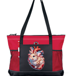 Bunny Heart Zippered Tote Bag Red