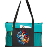 Elemental Heart Zippered Tote Bag Turquoise