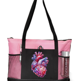 Gemstone Heart Zippered Tote Bag Pink