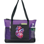 Gemstone Heart Zippered Tote Bag Purple