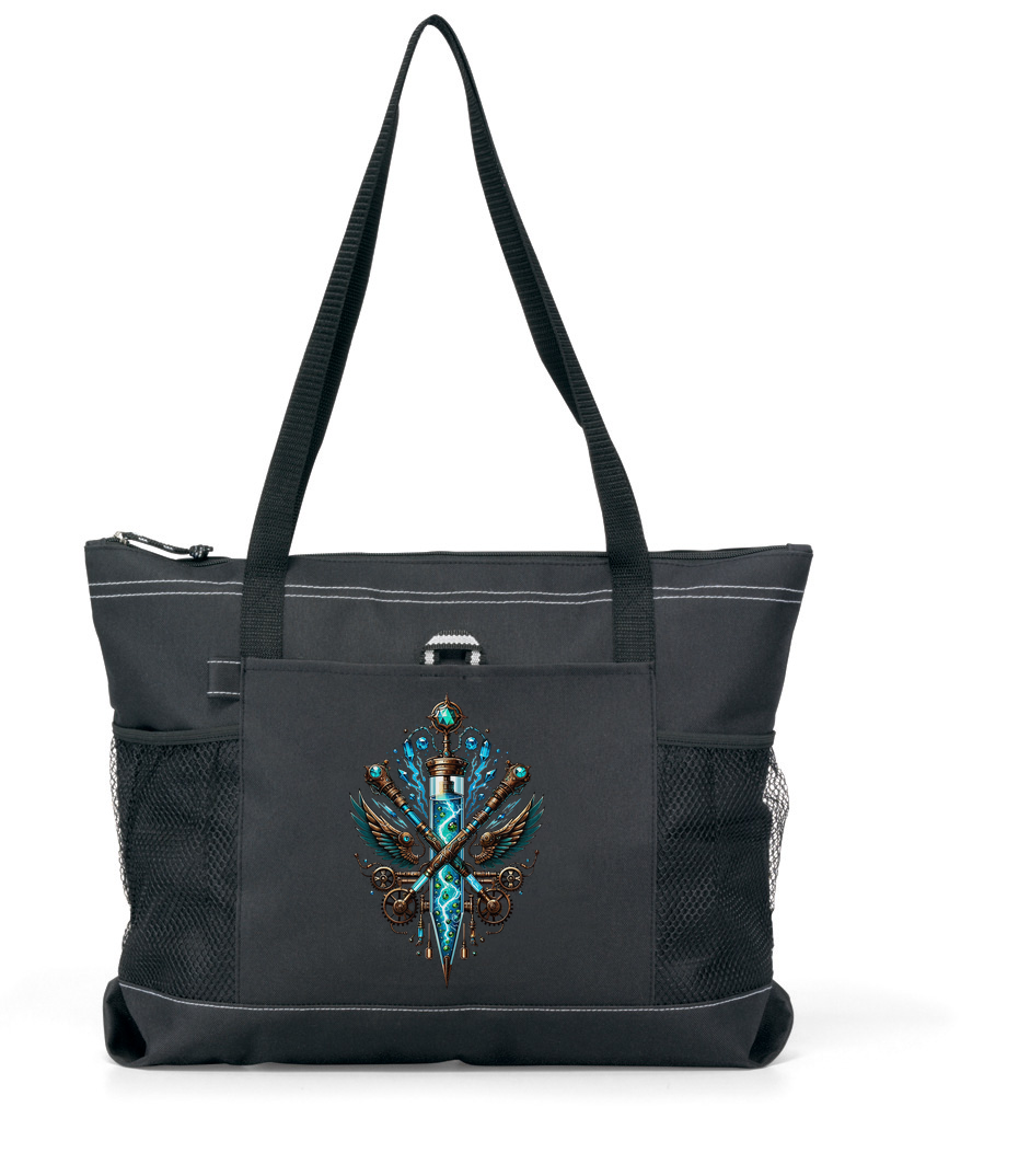 Mad Science Zippered Tote Bag Black
