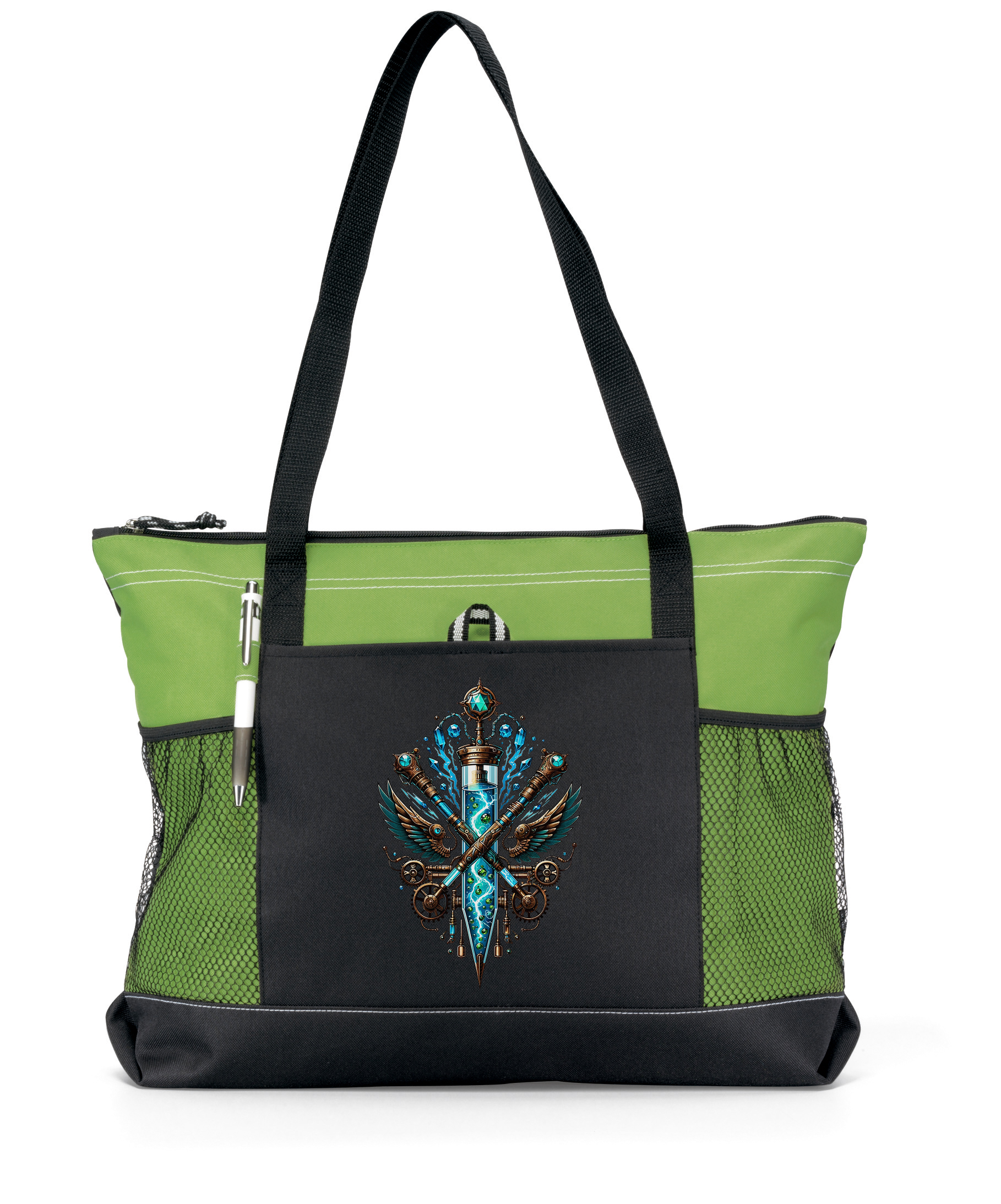 Mad Science Zippered Tote Bag Green