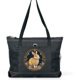 Orange Bunny Zippered Tote Bag Black