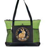 Orange Bunny Zippered Tote Bag Green
