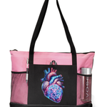 Runic Heart Zippered Tote Bag Pink