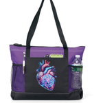 Runic Heart Zippered Tote Bag Purple