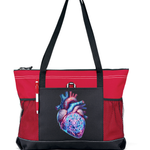 Runic Heart Zippered Tote Bag Red