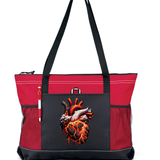 Volcanic Heart Zippered Tote Bag Red